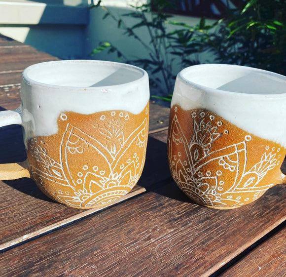 Mandala Mug with White Glaze